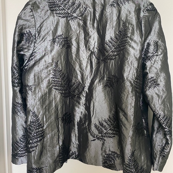 Silver gray silver embroidered buttonless jacket - Picture 2 of 5